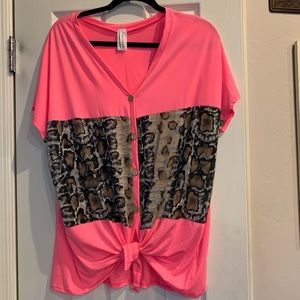 Pink Shirt w/Snake skin detail